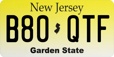 NJ license plate B80QTF