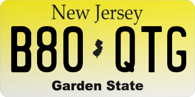 NJ license plate B80QTG