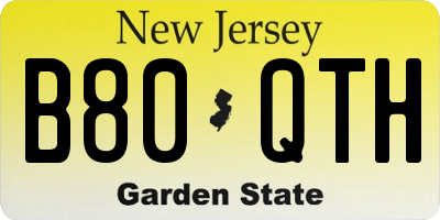NJ license plate B80QTH