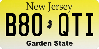 NJ license plate B80QTI