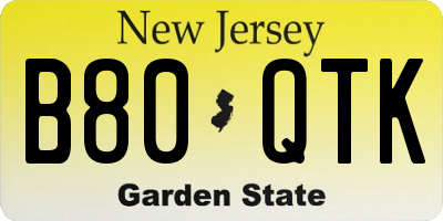 NJ license plate B80QTK