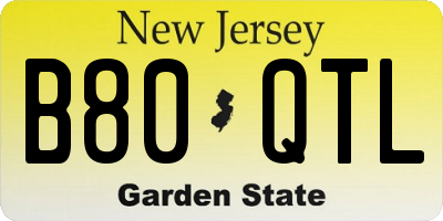 NJ license plate B80QTL
