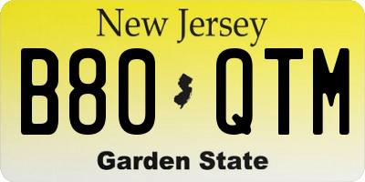 NJ license plate B80QTM