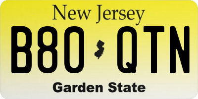 NJ license plate B80QTN