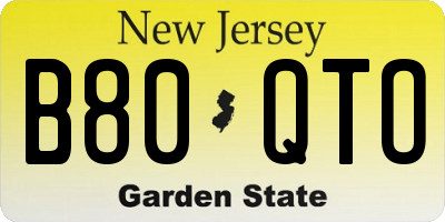 NJ license plate B80QTO