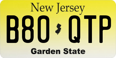 NJ license plate B80QTP