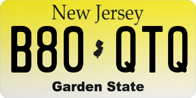 NJ license plate B80QTQ