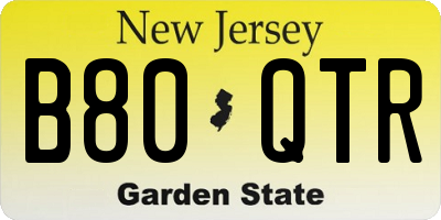 NJ license plate B80QTR