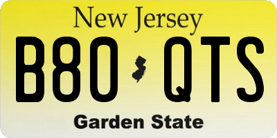 NJ license plate B80QTS
