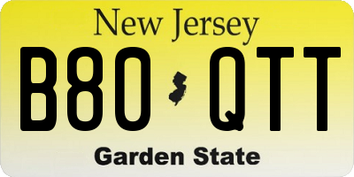 NJ license plate B80QTT