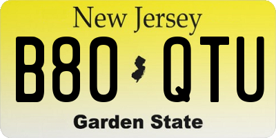 NJ license plate B80QTU