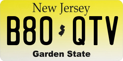 NJ license plate B80QTV