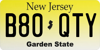 NJ license plate B80QTY