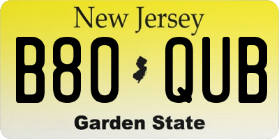NJ license plate B80QUB