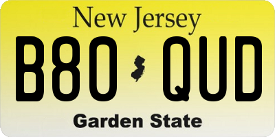 NJ license plate B80QUD