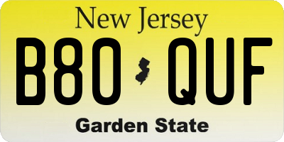 NJ license plate B80QUF