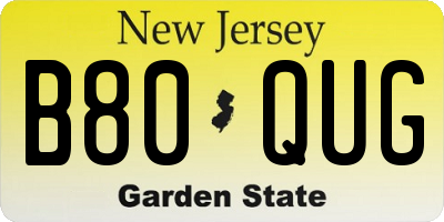 NJ license plate B80QUG