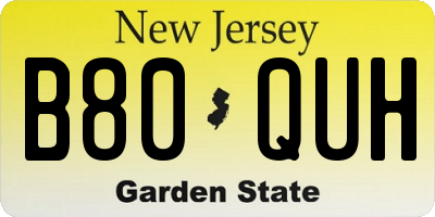 NJ license plate B80QUH