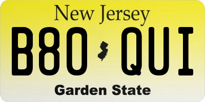 NJ license plate B80QUI
