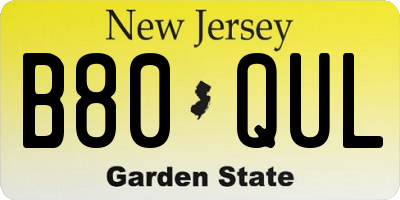 NJ license plate B80QUL