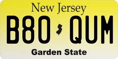 NJ license plate B80QUM