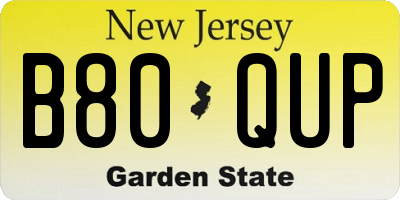 NJ license plate B80QUP