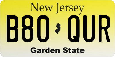 NJ license plate B80QUR