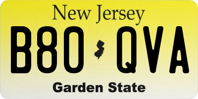 NJ license plate B80QVA