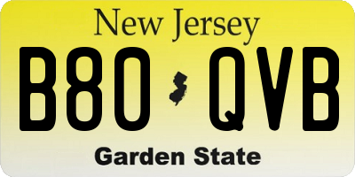 NJ license plate B80QVB