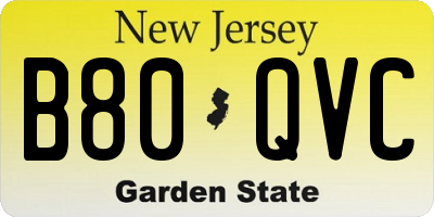 NJ license plate B80QVC