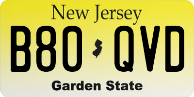 NJ license plate B80QVD