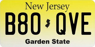 NJ license plate B80QVE