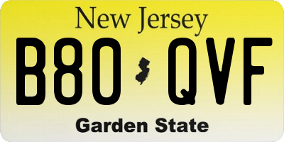 NJ license plate B80QVF