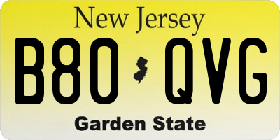 NJ license plate B80QVG
