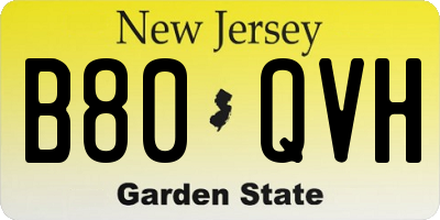 NJ license plate B80QVH
