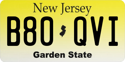 NJ license plate B80QVI