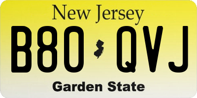 NJ license plate B80QVJ