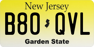 NJ license plate B80QVL