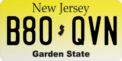 NJ license plate B80QVN