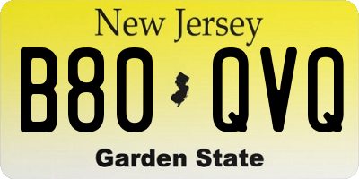 NJ license plate B80QVQ