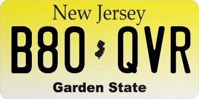 NJ license plate B80QVR