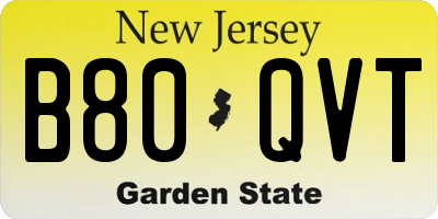 NJ license plate B80QVT