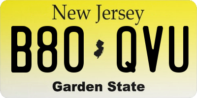 NJ license plate B80QVU