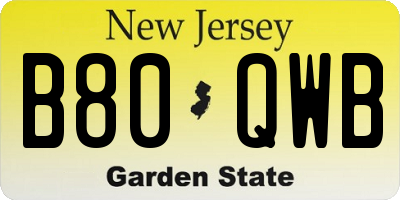 NJ license plate B80QWB