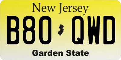 NJ license plate B80QWD