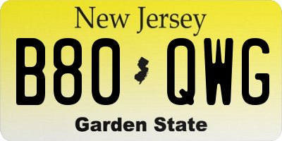 NJ license plate B80QWG
