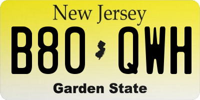 NJ license plate B80QWH