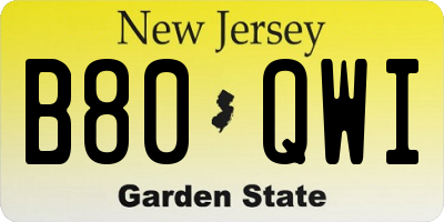 NJ license plate B80QWI