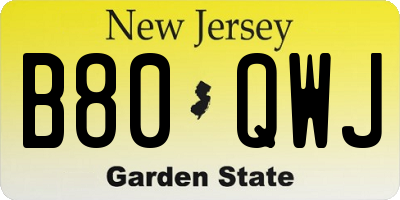 NJ license plate B80QWJ