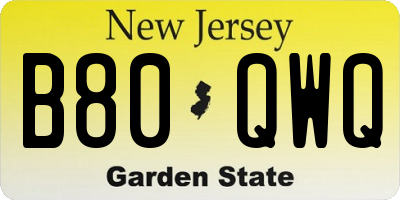 NJ license plate B80QWQ